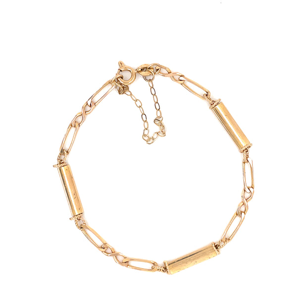 Heirloom 9ct Gold Figaro & Bar Bracelet HB01
