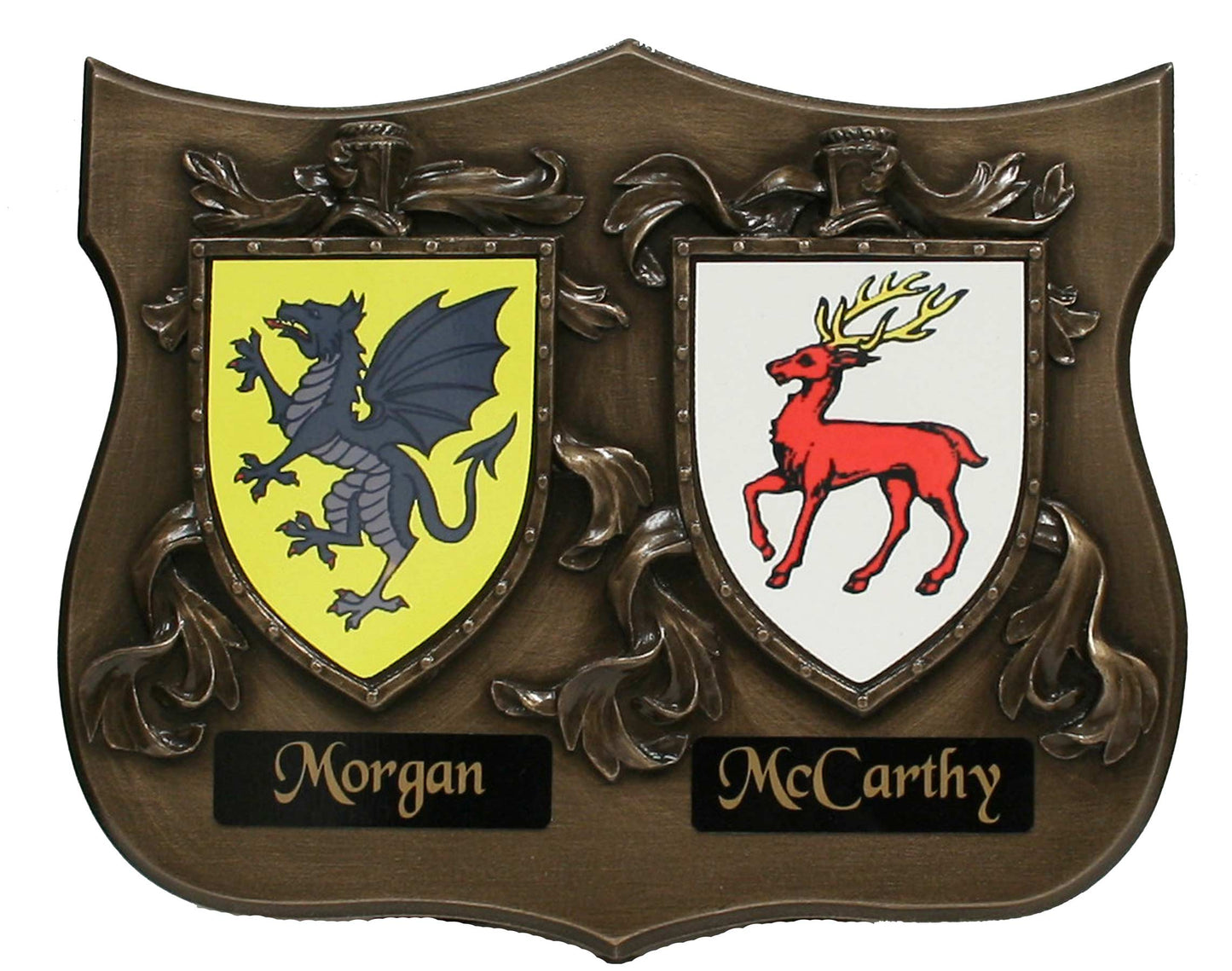 Bronze Double Family Crest Plaque HC11