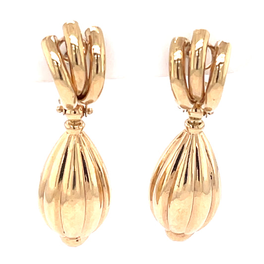 Heirloom 9ct Gold Fluted Drop Earrings HE06