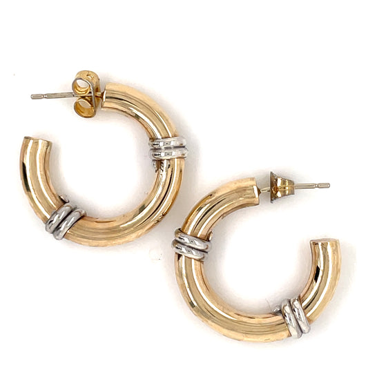 Heirloom 9ct Gold Banded Hoop Earrings HE07