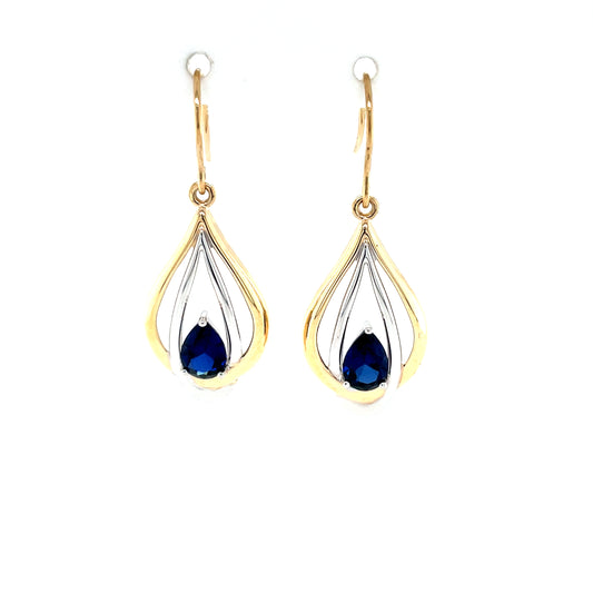 9ct Gold Sapphire Teardrop Earrings GES111