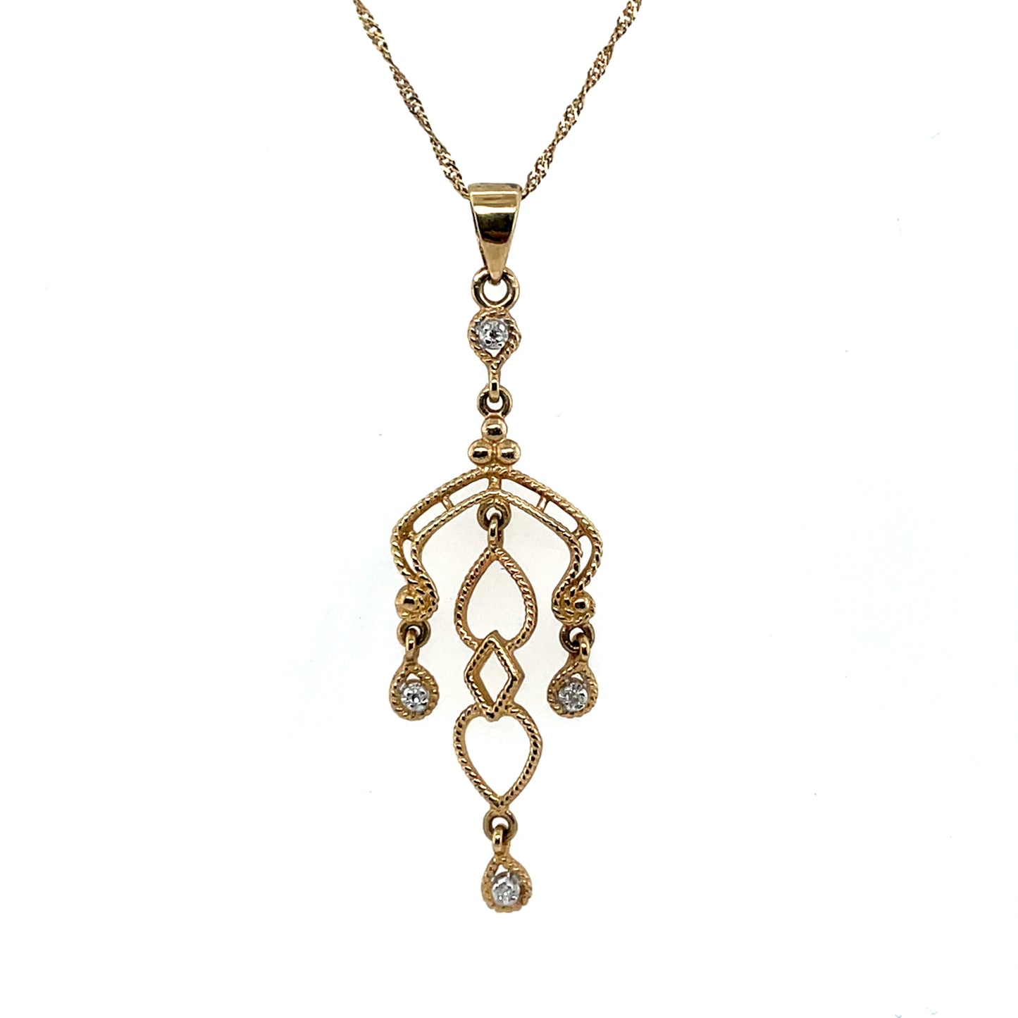 Heirloom 9ct Gold Deco-style Diamond Pendant HP17
