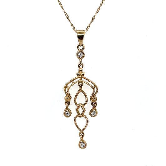 Heirloom 9ct Gold Deco-style Diamond Pendant HP17
