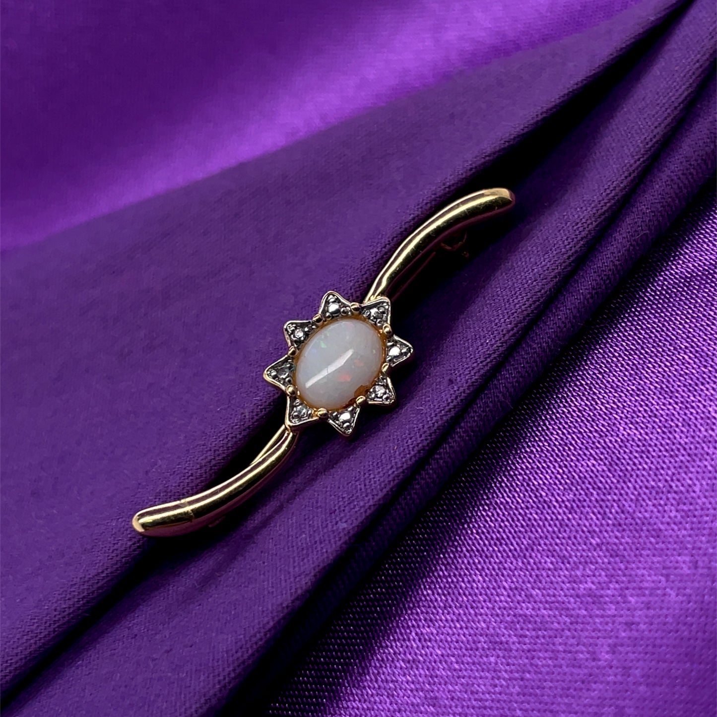 Heirloom Opal & Diamond Gold Brooch HP18