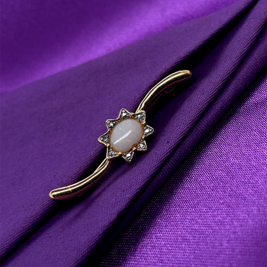 Heirloom Opal & Diamond Gold Brooch HP18