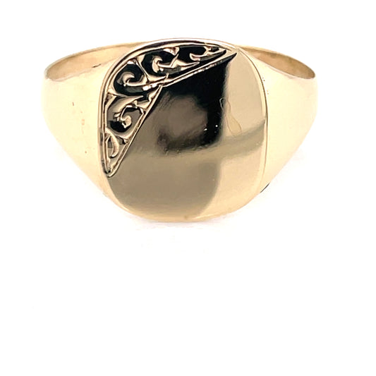 Heirloom 9ct Gold Cushion Signet Ring HR03