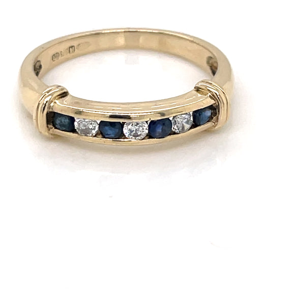 Heirloom 9ct Gold Real Sapphire & CZ Eternity Ring  HR09