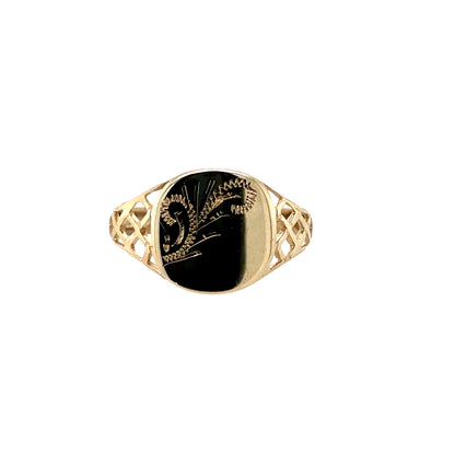 Heirloom 9ct Gold Cushion Signet Ring HR12