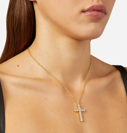 CHIARA FERRAGNI BOLD CROSS PENDANT NECKLACE J19AWC11