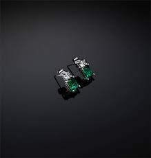 CHIARA FERRAGNI EMERALD EARRINGS EMERALD CUT 6*8MM SILVER TONE J19AWJ12