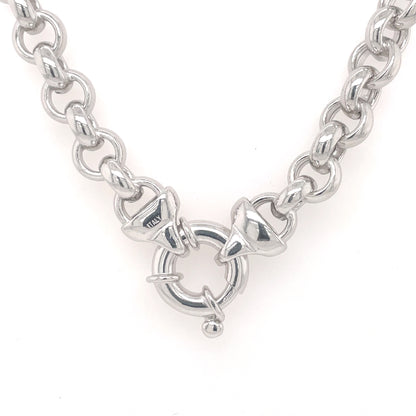 Sterling Silver Chunky Belcher Chain with Jumbo Bolt Ring 43cm J9-43