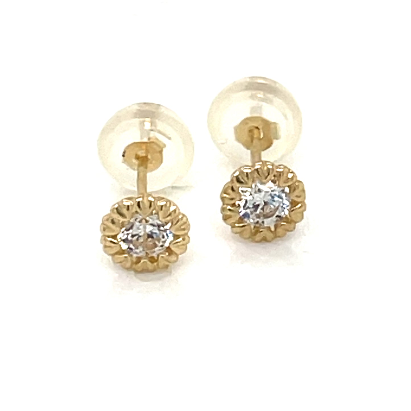 9ct Yellow Gold CZ Beaded Stud  Earrings GEZ680