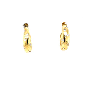 9ct Gold CZ Dotted Half-Hoop Earrings GEZ681