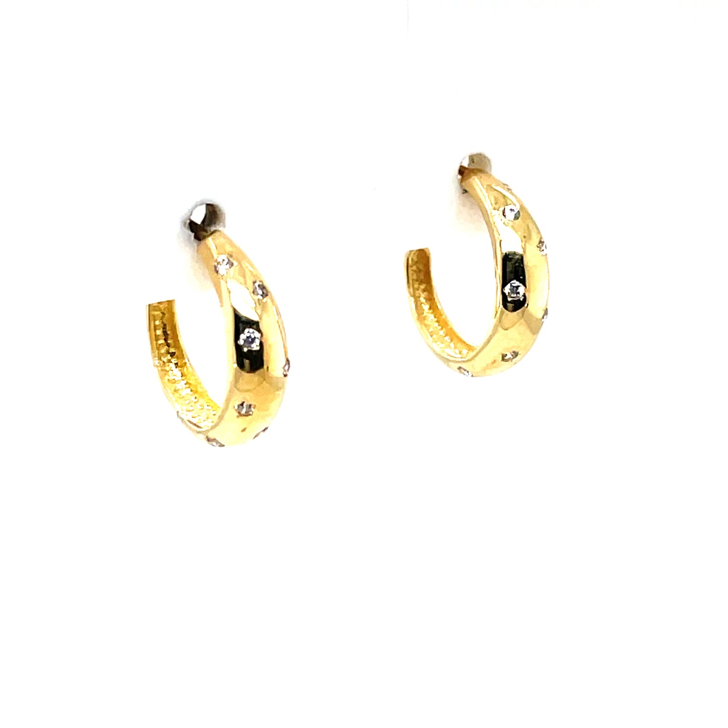 9ct Gold CZ Dotted Half-Hoop Earrings GEZ681