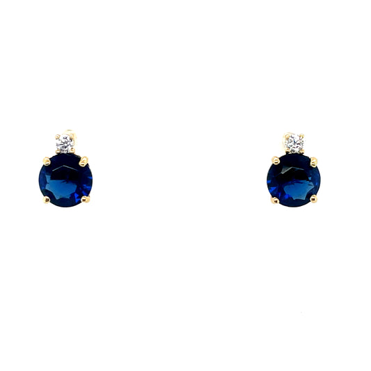 9ct Gold Sapphire CZ Stud Earrings GES118