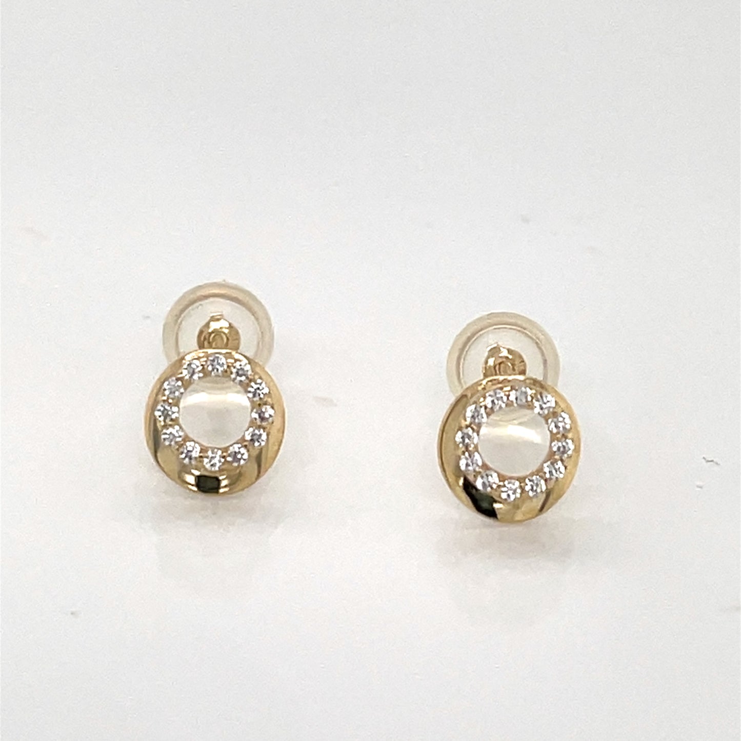 9ct Gold CZ Circle Stud  Earrings GEZ741