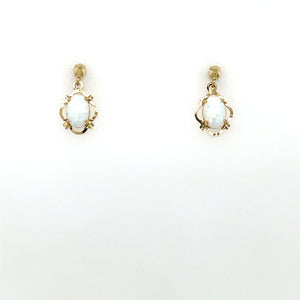 9ct Gold Synthetic Opal Drop Earrings GEL03