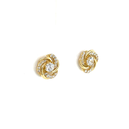 9ct Gold CZ Knot Stud  Earrings GEZ776