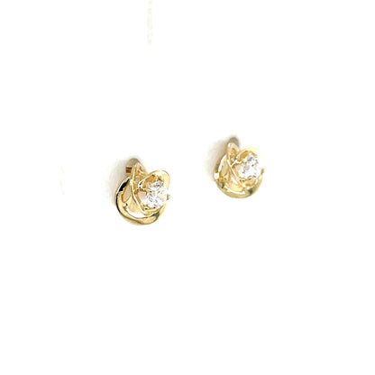9ct Gold CZ Knot Stud  Earrings GEZ777