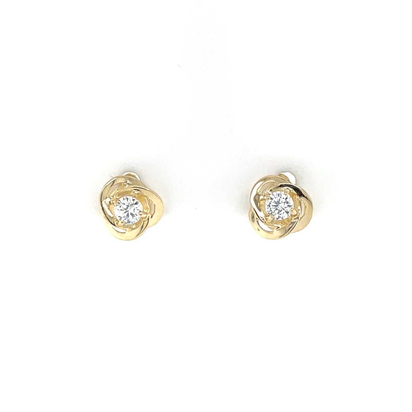 9ct Gold CZ Knot Stud  Earrings GEZ777