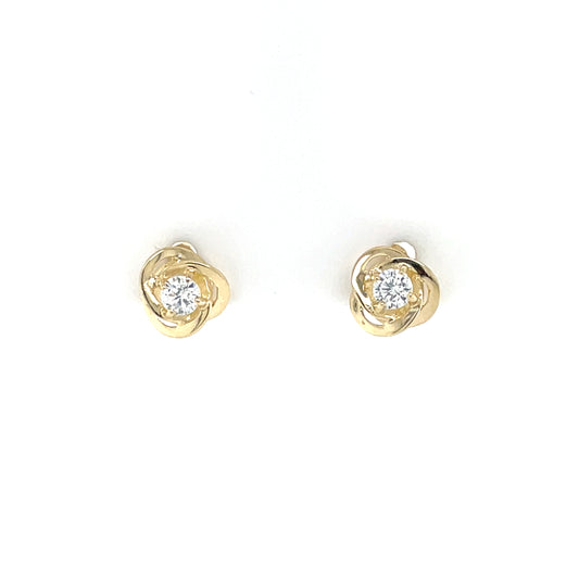 9ct Gold CZ Knot Stud  Earrings GEZ777