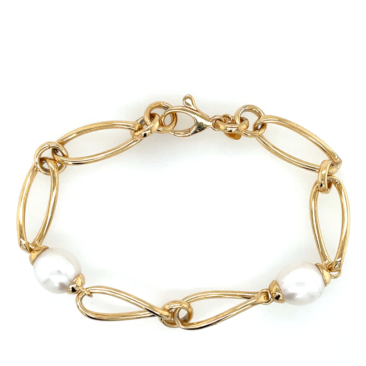 Gold Plated Silver Italian Pearl Link Bracelet JES194GB