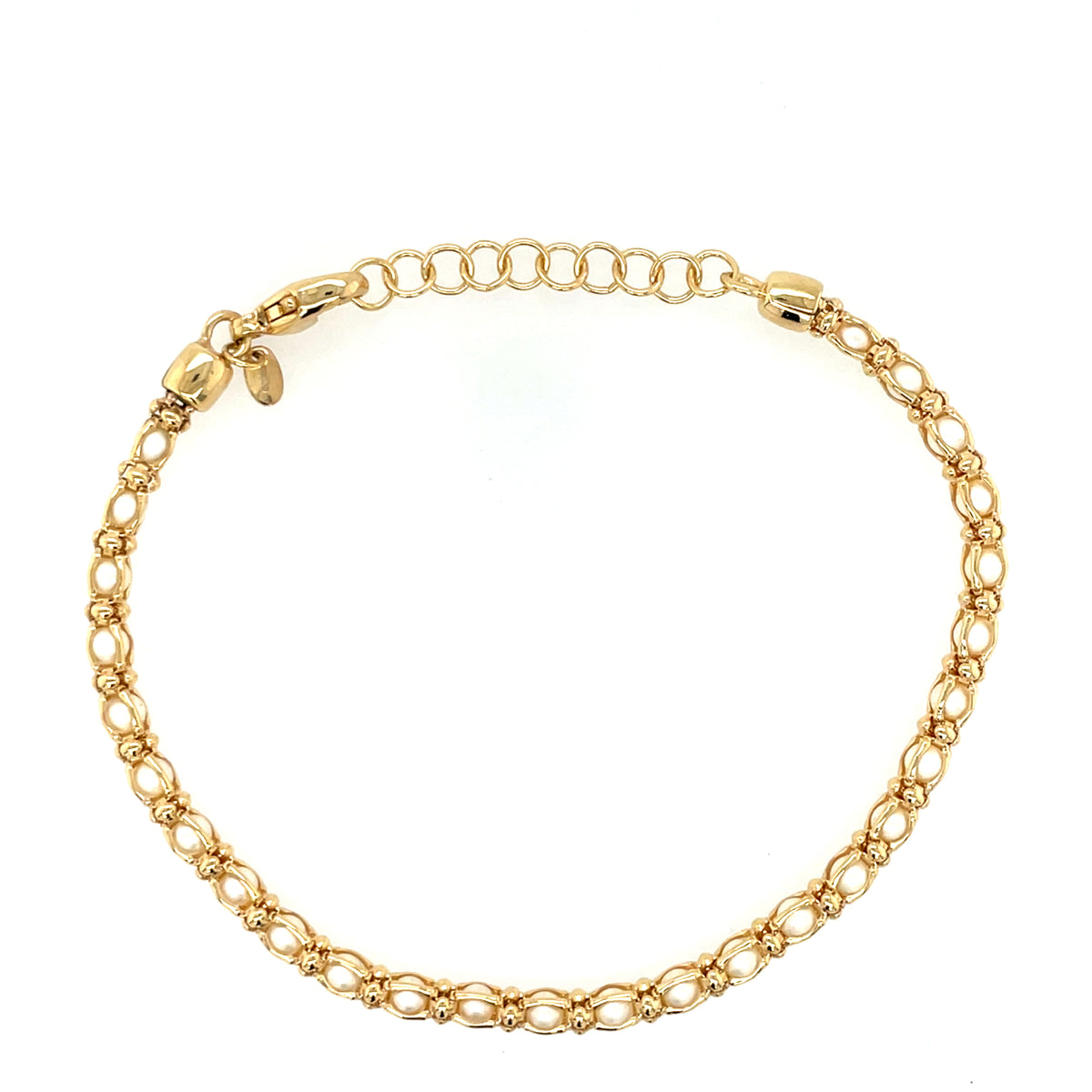 Gold Plated Silver Italian Pearl Chain Bracelet JES197GB