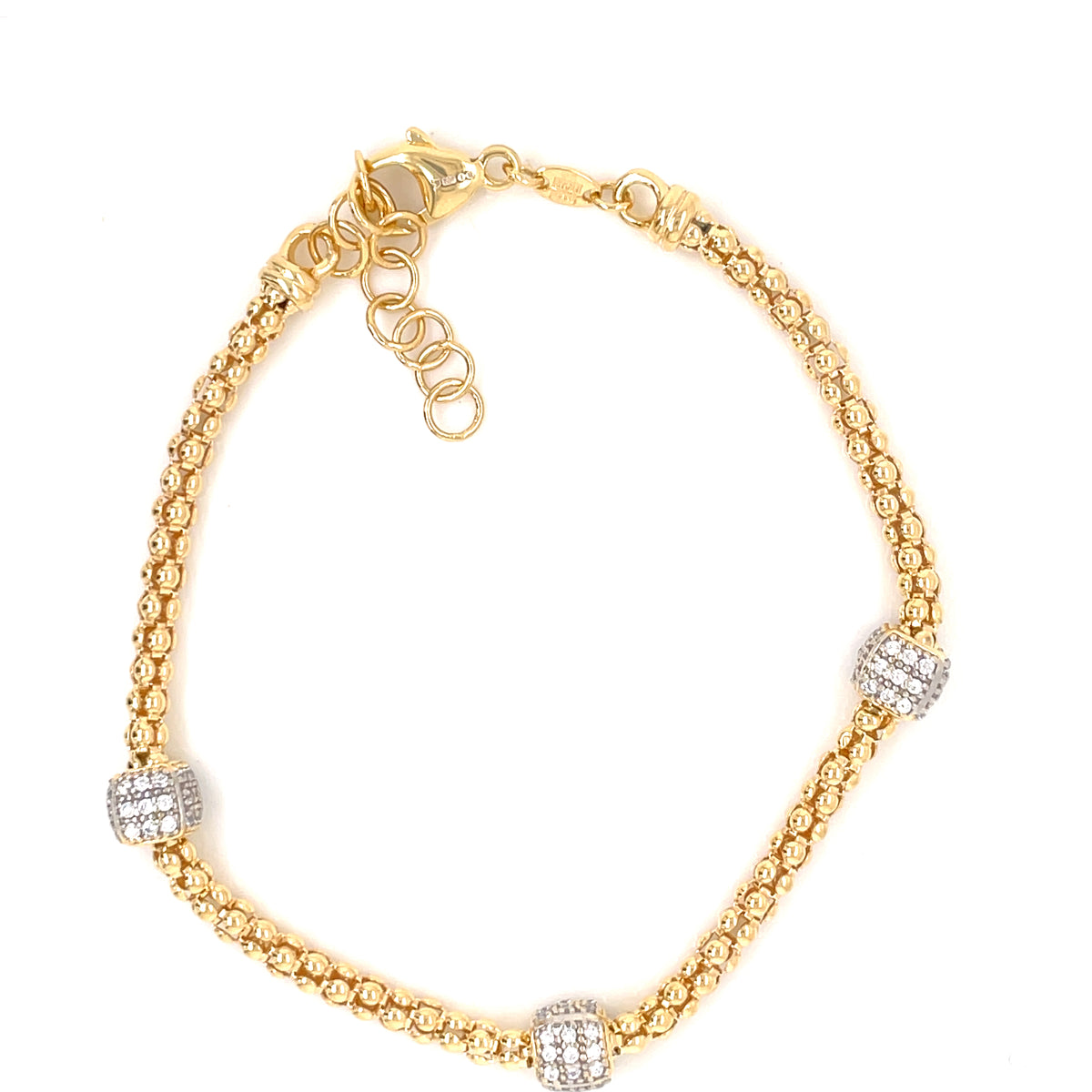 Gold Plated Silver CZ Roundel Bracelet JES223GB