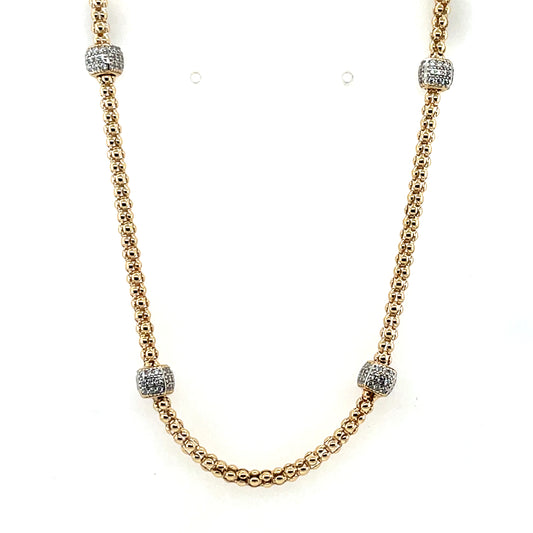 Gold Plated Silver CZ Roundel Necklace 43cm JES223GN