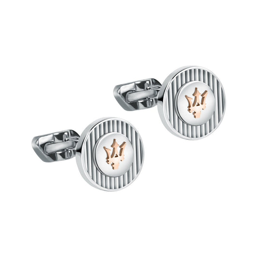 MASERATI JEWELS SILVER,ROSE GOLD CUFF LINK 15x3MM