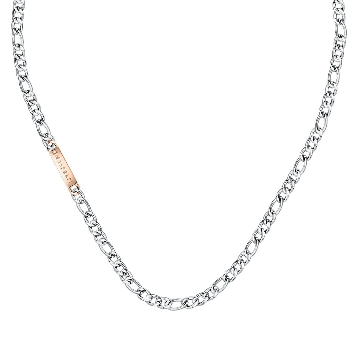 MASERATI JEWELS SILVER,ROSE GOLD NECKLACE 500mm LOBSTER BUCKLE