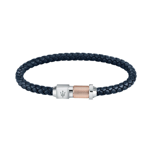 MASERATI JEWELS SILVER, BLUE LEATHER BRACELET JM223AVE16