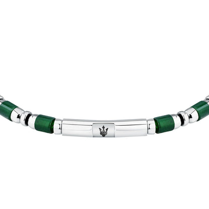 MASERATI JEWELS ICONIC BRACELET GREEN AGATE & IP BLACK JM334AVD48