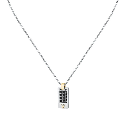 MASERATI JEWELS ICONIC PENDANT WITH BLACK STONE & IP YELLOW GOLD JM334AVD49