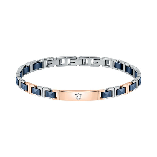 MASERATI JEWELS SILVER, ROSE GOLD, BLUE BRACELET 22cm JM420ATI05