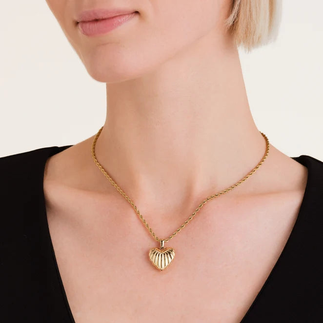 Rosefield Ridged Heart Necklace JNHPG J1007