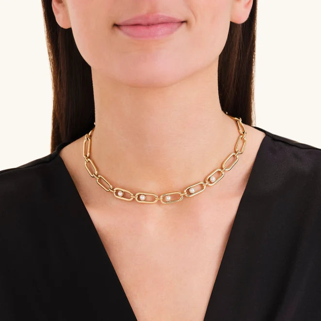 Rosefield Pearl Link Necklace JNPLG J1294