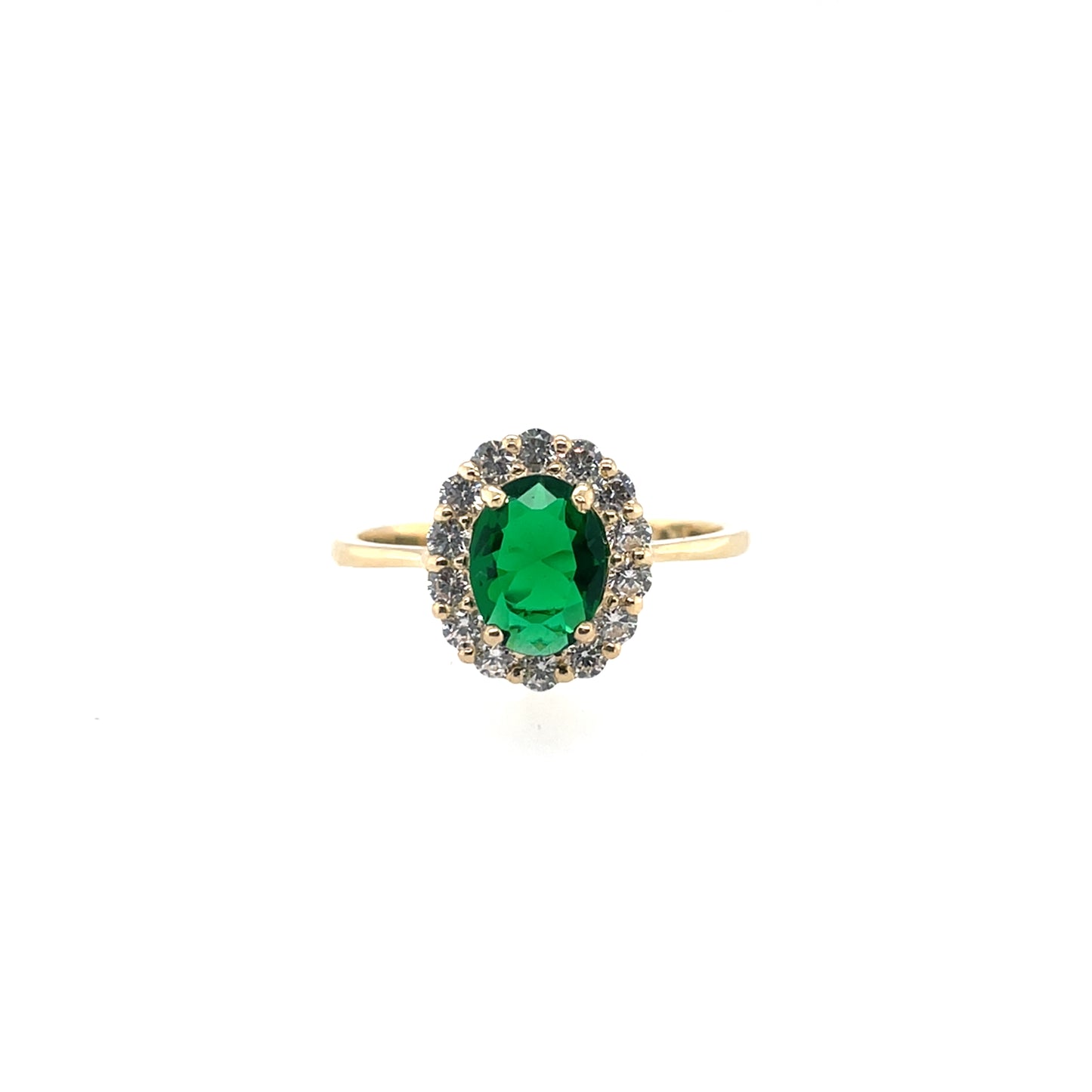 9ct Gold Green CZ Oval Cluster Ring GRE145