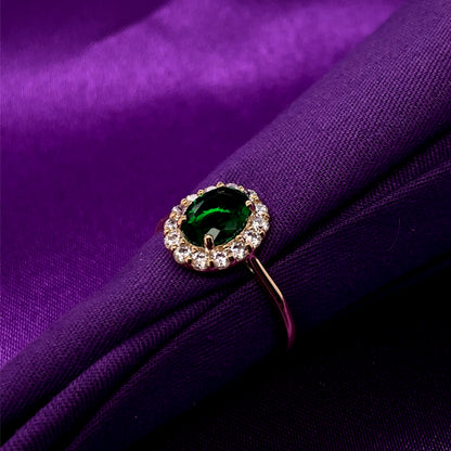 9ct Gold Green CZ Oval Cluster Ring GRE145