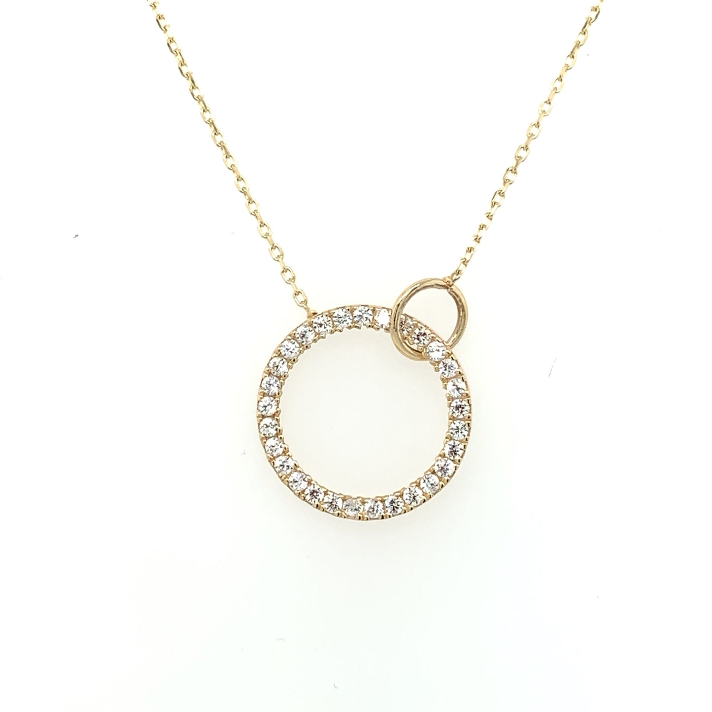 14ct Gold CZ Circle Necklace GPZ370