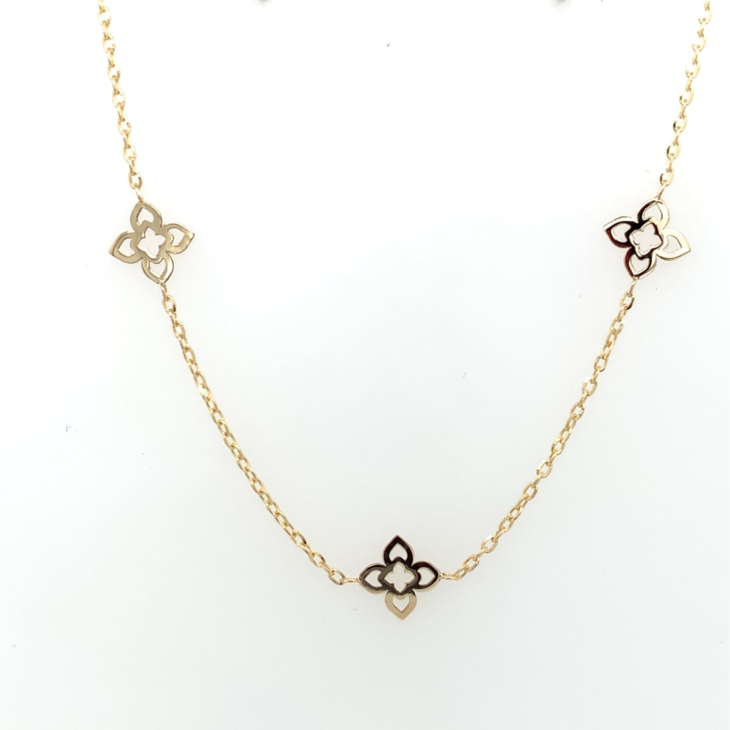 14ct Gold Flower Station Necklace GP732