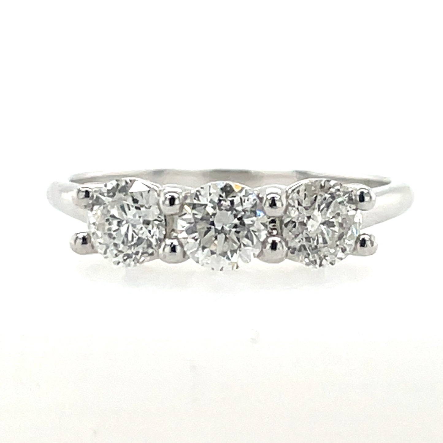 18ct White Gold Diamond Trilogy 1.06ct Ring T58