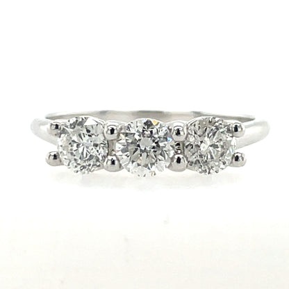 18ct White Gold Diamond Trilogy 1.06ct Ring T58