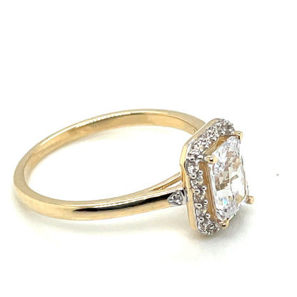 9ct Gold CZ Rectangular Halo Ring GRZ310