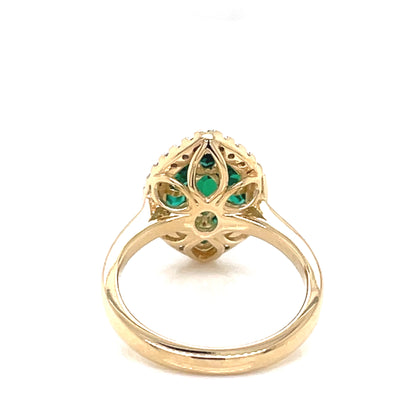 9ct Gold Created Emerald & Diamond Marquise Ring GRE139