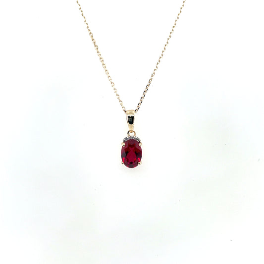 9ct Gold  Created Ruby & CZ  Pendant GPR48