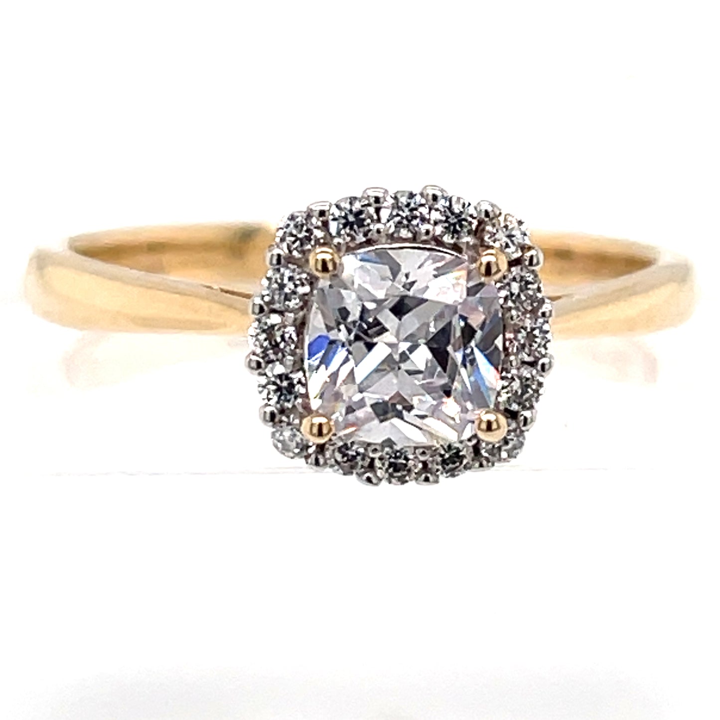 9ct Gold CZ Cushion Halo Ring GRZ328