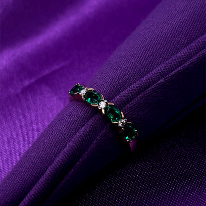 9ct Gold Created Emerald & CZ Eternity Ring GRE112