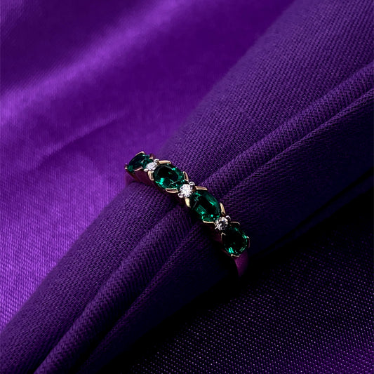 9ct Gold Created Emerald & CZ Eternity Ring GRE112