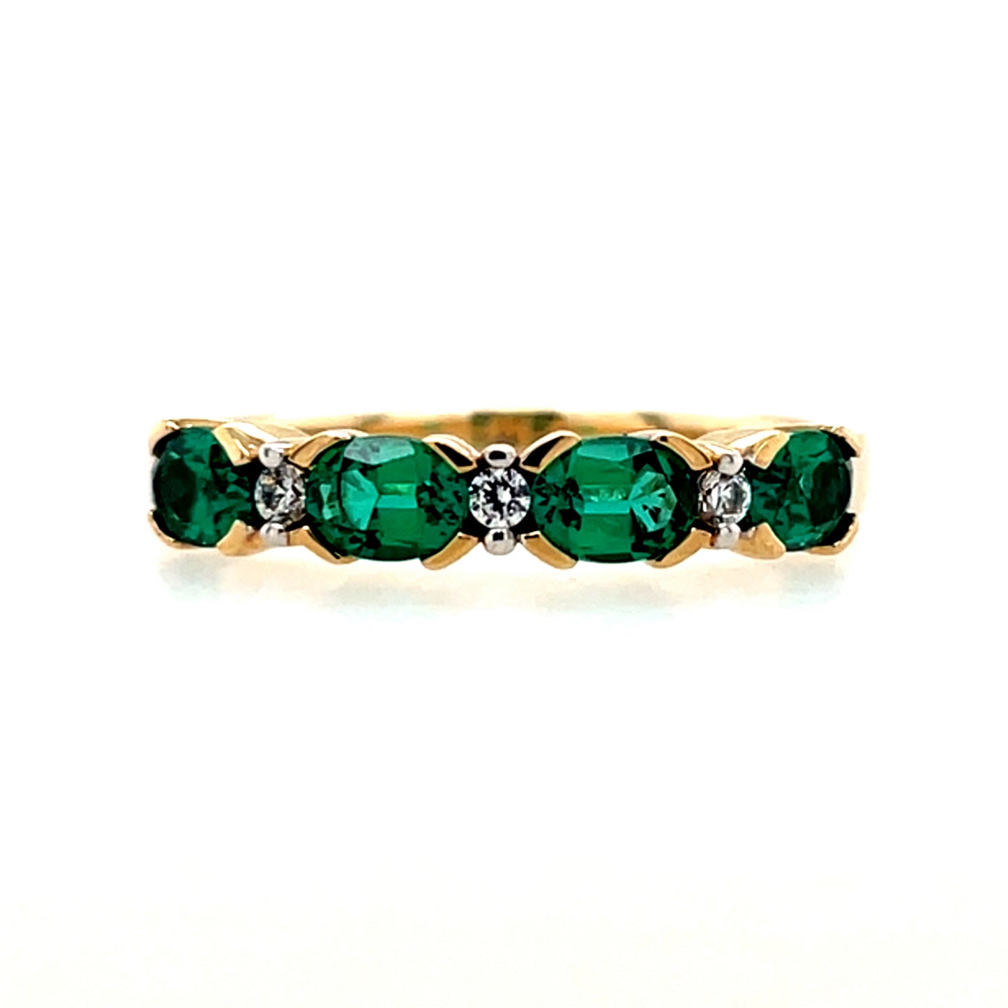 9ct Gold Created Emerald & CZ Eternity Ring GRE112